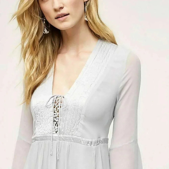 Anthropologie Size M Gray Ghost London Belled Peasant Dress NEW! - Picture 4 of 10